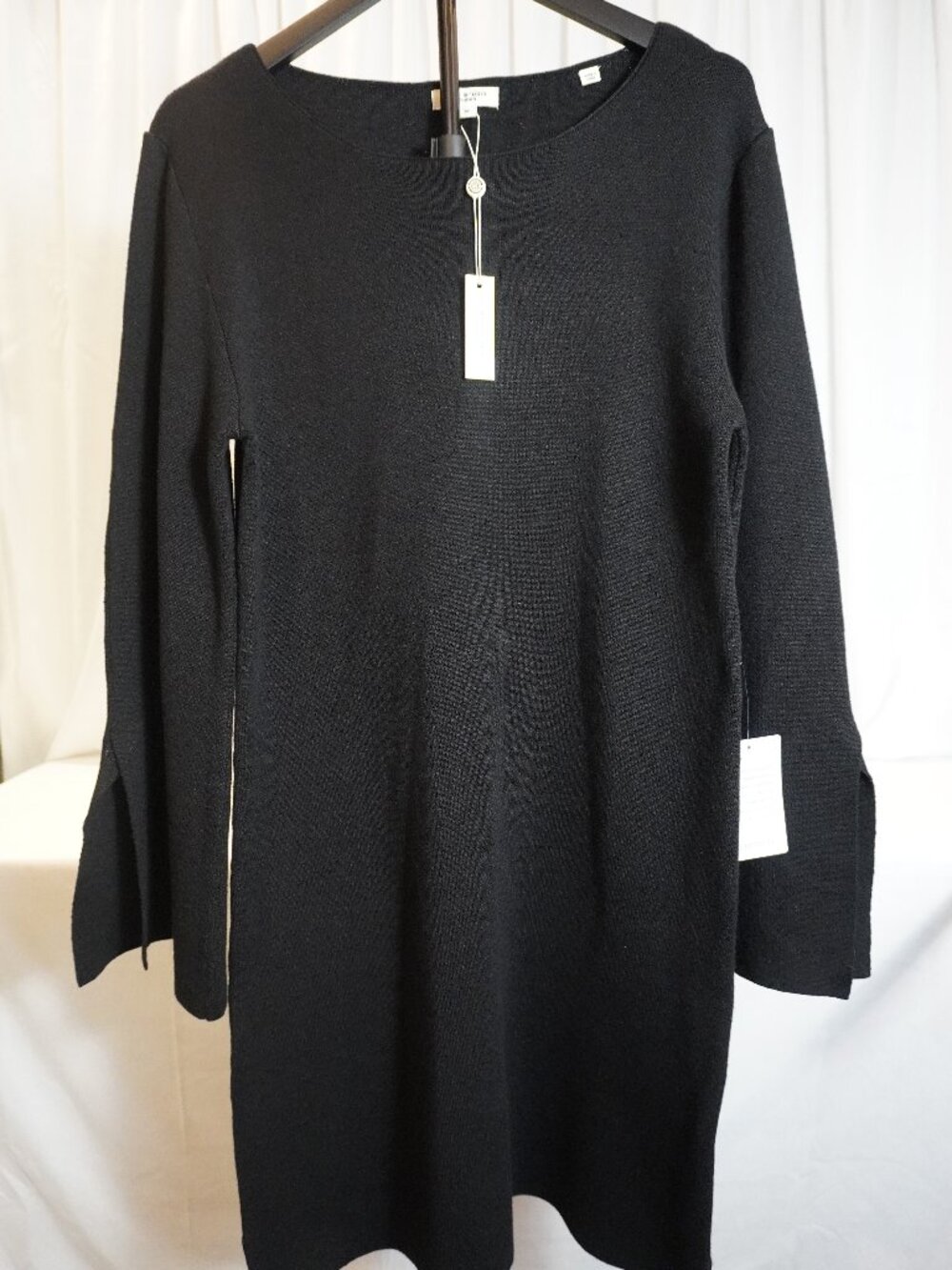 Max Studio London Knit Sweater Dress Black Size M NWT Long Sleeve Minimalist